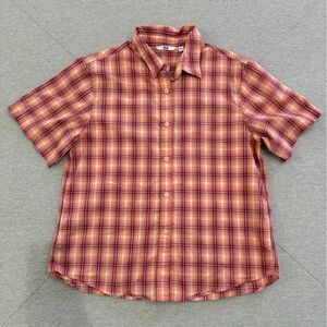 Uniqlo Woman’s Plaid Shirt - Pink and Orange